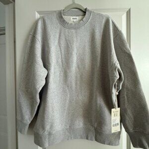 MATE the Label Womens Organic Fleece Oversized Sweatshirt Heather Grey XS/S NWT